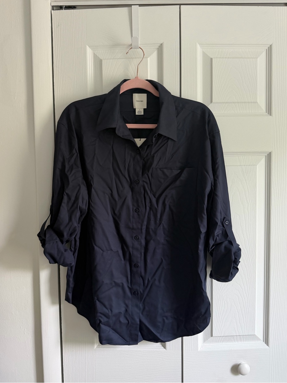 NWT Calvin Klein Navy Button Down